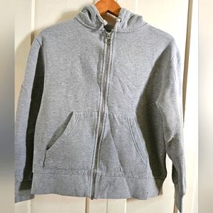 grey zip-up hoodie